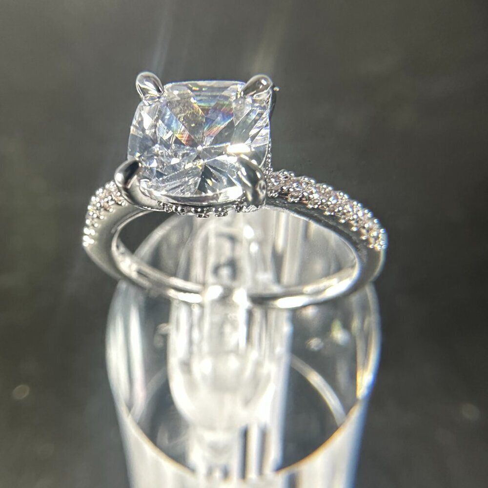 Womens Silver Plated Brass Ring Cubic Zirconia - Picture 6 of 15